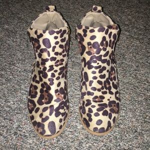 Leopard animal print ankle booties